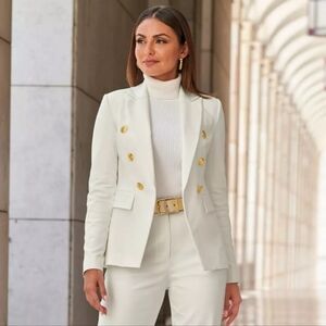 NWOT Boston Proper Womens Jacket Professional Stretch Long Lined Career Ivory XL